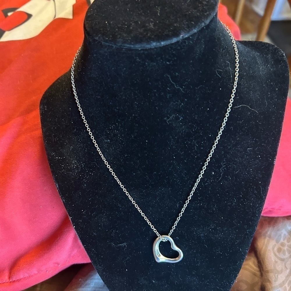 Tiffany & Co. Elsa Peretti Sterling Silver Open Heart Necklace